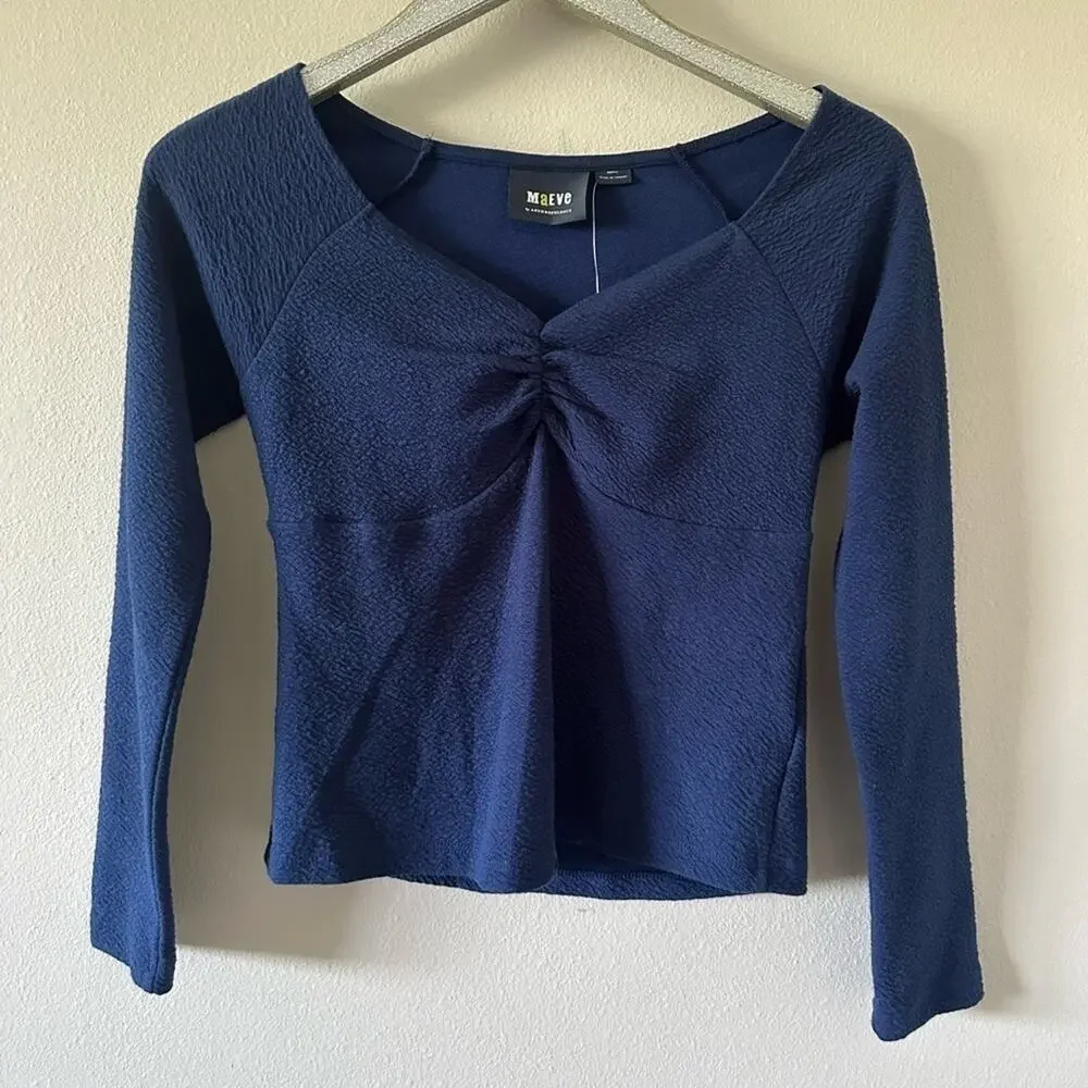 Anthropologie Maeve Sweetheart Top Navy Blue NEW